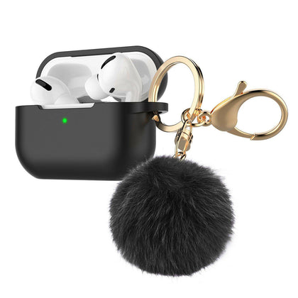 AirPods Pro Silicone Charging Case Cute Cover with Keychain Fur Ball For Apple - Place Wireless
