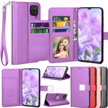 For For Samsung Galaxy A12 Case Wallet Leather Card Slot Cover Folding KickStand