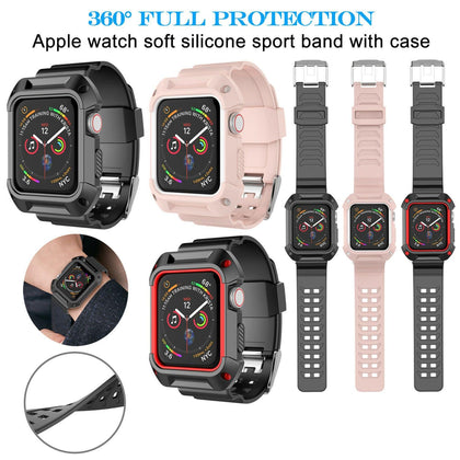 Silicone Sport Band Strap+Case for Apple Watch Series 5/4/3/2/1 42/38/40/44mm - Place Wireless