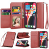 For iPhone 12 Pro Max 12 Mini 5G Wallet Case Flip Leather Stand Cover with Strap