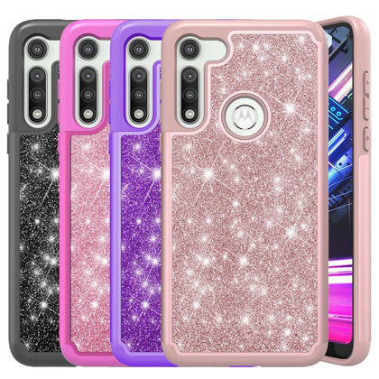 For Motorola Moto G Fast Case Shockproof Bling Glitter Armor TPU+PC Phone Cover - Place Wireless