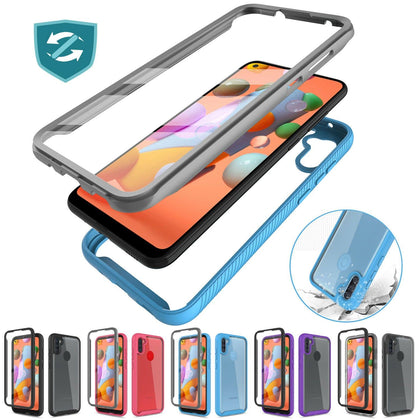 For Samsung Galaxy A11/A21 Case Clear Hybrid TPU Cover Built-In Screen Protector - Place Wireless