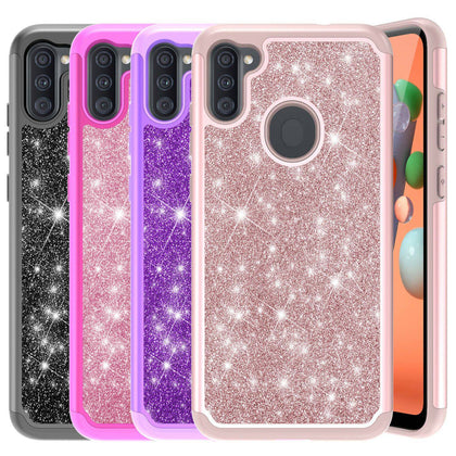 For Samsung Galaxy A11/A21 Case Glitter Bling Shockproof Rugged Armor Hard Cover - Place Wireless