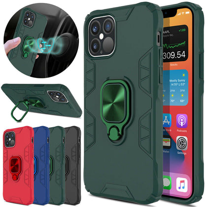 For Apple iPhone 12/12 Pro Max Case Soft Ring Holder Stand Shockproof Slim Cover - Place Wireless
