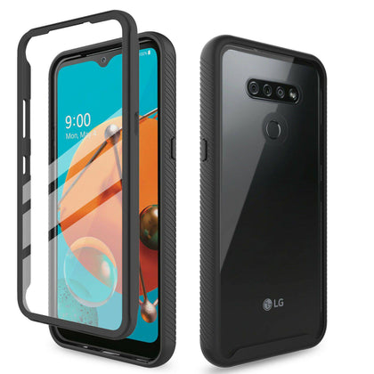 For LG K51 Case Transparent Hybrid Slim Phone Cover W/ Built-In Screen Protector - Place Wireless