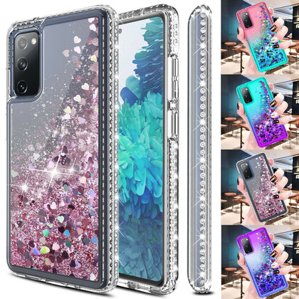 For Samsung Galaxy S20 FE/Note 20 Ultra 5G Case Liquid Glitter Bling Phone Cover - Place Wireless