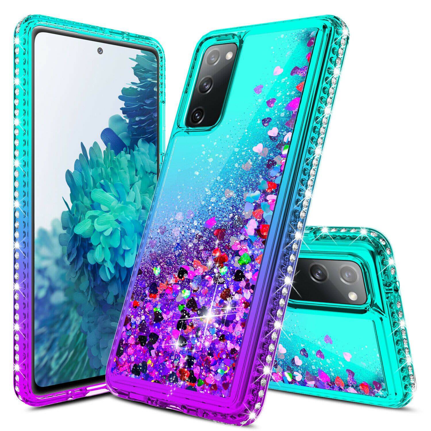 Funda para Samsung Galaxy S20 FE Fashion Phone, Creativity Quicksand Series  Glitter Bling Fluing Liquid Flotante Soft TPU Protector Girls Phone Cover