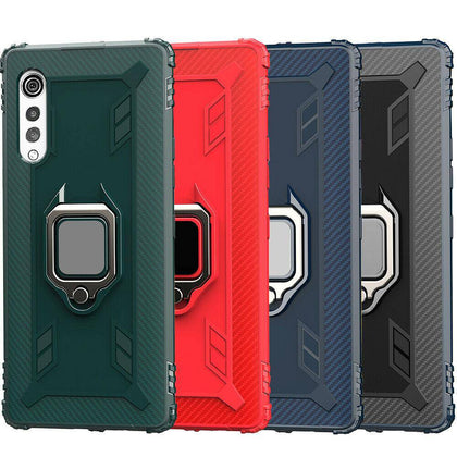 For LG Velvet 5G Shockproof Hybrid Rubber Ring Stand Hard Armor TPU Case Cover - Place Wireless