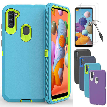 For Samsung Galaxy A21 A11 Phone Case Cover Hybrid Armor /Glass Screen Protector - Place Wireless
