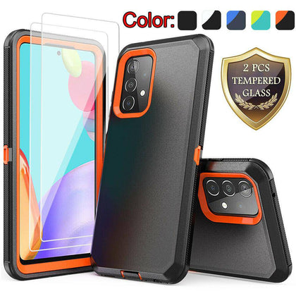 For Samsung Galaxy A52 A72 A51 A71 Case Shockproof Cover+Glass Screen Protector