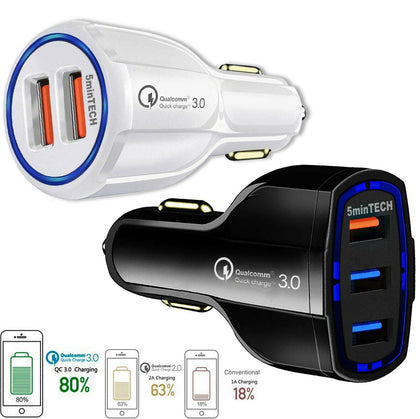 USB Fast Quick CAR Charger Adapter (16W) for Android Samsung LG iPhone - Place Wireless