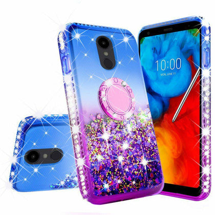 For LG Stylo 5/Stylo 5 Plus Cute Ring Stand Glitter Bling Phone Case w/Kickstand - Place Wireless