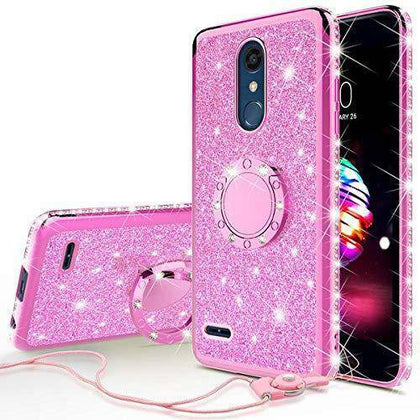 For LG Stylo 4/Stylo 4 Plus Glitter Bling Cute Phone Case with Ring Kickstand - Place Wireless