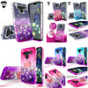 For LG V50 ThinQ 5G, Ring Stand Liquid Glitter Phone Case w/Kickstand