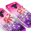 For LG V50 ThinQ 5G, Ring Stand Liquid Glitter Phone Case w/Kickstand