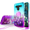 For LG V50 ThinQ 5G, Ring Stand Liquid Glitter Phone Case w/Kickstand