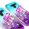 For LG V50 ThinQ 5G, Ring Stand Liquid Glitter Phone Case w/Kickstand