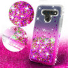 For LG V50 ThinQ 5G, Ring Stand Liquid Glitter Phone Case w/Kickstand