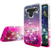 For LG V50 ThinQ 5G, Ring Stand Liquid Glitter Phone Case w/Kickstand