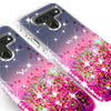 For LG V50 ThinQ 5G, Ring Stand Liquid Glitter Phone Case w/Kickstand