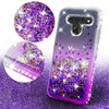 For LG V50 ThinQ 5G, Ring Stand Liquid Glitter Phone Case w/Kickstand