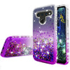 For LG V50 ThinQ 5G, Ring Stand Liquid Glitter Phone Case w/Kickstand