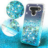 For LG V50 ThinQ 5G, Ring Stand Liquid Glitter Phone Case w/Kickstand