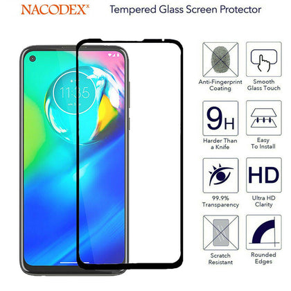 2X For Motorola Moto G8 Power Full Cover Tempered Glass Screen Protector -Black
