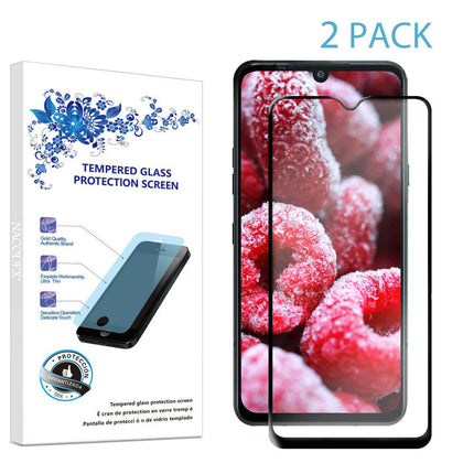 2-Pack For LG G8X ThinQ Full Cover Tempered Glass Screen Protector -Black - Place Wireless