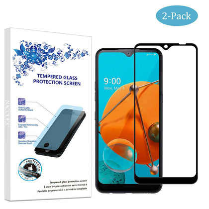 2-Pack For LG k51  Full Cover Tempered Glass Screen Protector -Black - Place Wireless