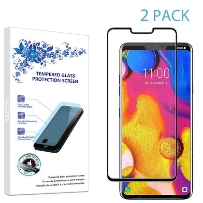 2-Pack For LG V40 thinq Full Cover Tempered Glass Screen Protector -Black - Place Wireless