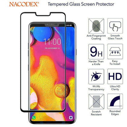 2-Pack For LG V40 thinq Full Cover Tempered Glass Screen Protector -Black - Place Wireless