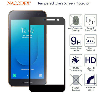 2X For Samsung Galaxy J2 Core Full Cover Tempered Glass Screen Protector -Black - Place Wireless