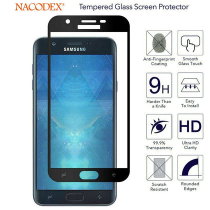 2X For Samsung Galaxy J7 2018 Full Cover Tempered Glass Screen Protector -Black - Place Wireless