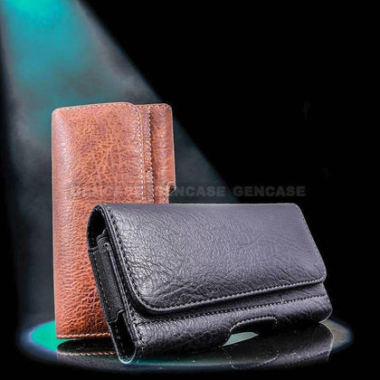 Horizontal Leather Cell Phone Pouch Wallet Case Holder Belt Clip Holster Cover - Place Wireless