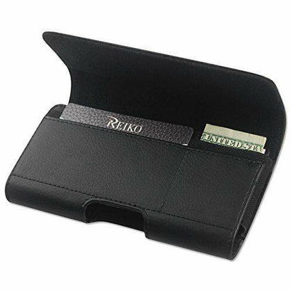 Reiko Horizontal Pouch with Card Holder Belt Clip for iPhone 11 Black 6.1