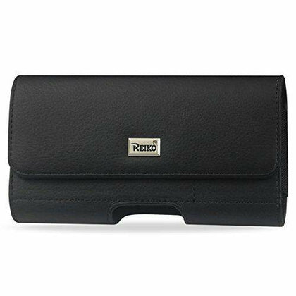 Reiko Horizontal Pouch with Card Holder Belt Clip for iPhone 11 Black 6.1
