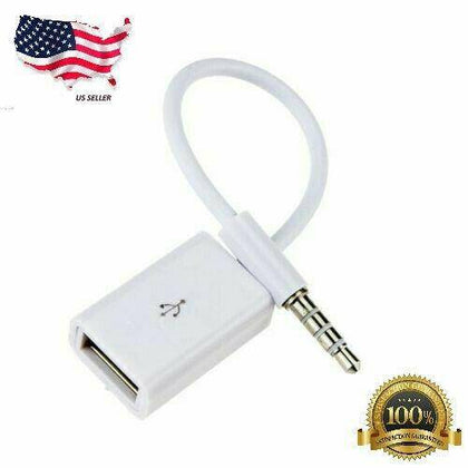 3.5mm Male AUX Audio Plug Jack to USB 2.0 Female Converter Cable Cord Car MP3 - Place Wireless
