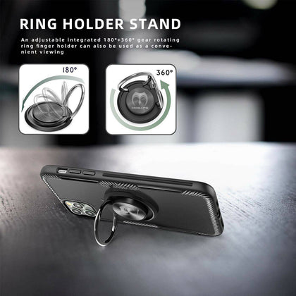 For 12 Mini,12 Pro Max Clear Kickstand Rotation Ring Holder Shockproof TPU Case - Place Wireless