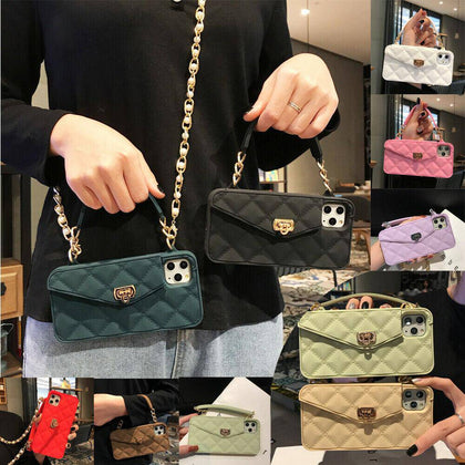 Crossbody Wallet Case For iPhone 12 11 Pro Max Xs 7 8+ Handbag Purse Chain Cover - Place Wireless