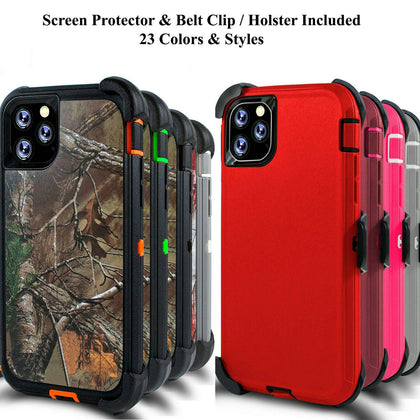 For iPhone 11 12 11 12 Pro Max Defender Case Cover w/ Screen with Belt Clip