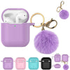 Airpods Silicone Charging Case Cover Fur Ball Keychain For Apple AirPods 1/2