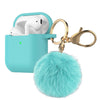 Airpods Silicone Charging Case Cover Fur Ball Keychain For Apple AirPods 1/2