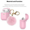 Airpods Silicone Charging Case Cover Fur Ball Keychain For Apple AirPods 1/2