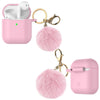 Airpods Silicone Charging Case Cover Fur Ball Keychain For Apple AirPods 1/2