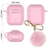 Airpods Silicone Charging Case Cover Fur Ball Keychain For Apple AirPods 1/2