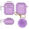 Airpods Silicone Charging Case Cover Fur Ball Keychain For Apple AirPods 1/2