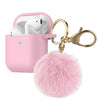 Airpods Silicone Charging Case Cover Fur Ball Keychain For Apple AirPods 1/2