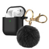 Airpods Silicone Charging Case Cover Fur Ball Keychain For Apple AirPods 1/2