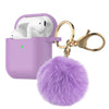 Airpods Silicone Charging Case Cover Fur Ball Keychain For Apple AirPods 1/2